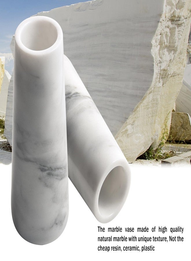 Moreast A Grade Natural Marble White Flower Vase, Finely Polished Stone, Decorative Modern Floral Vase, Concisely Designed Centerpiece, Bedroom, Office Wedding (Cylinder) - Image 5